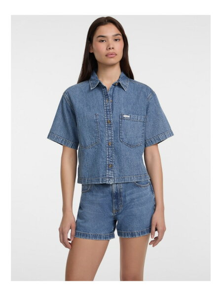 【SALE／50%OFF】GUESS JEANS 半袖シャツ レディース(W)Boxy Ss Shirt GUESS JEANS ゲス トップス シャツ・ブラウス ブルー【RBA_E】【送料無料】[Rakuten Fashion]