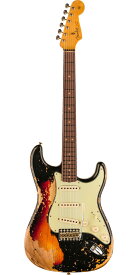 Fender Custom Shop 2024 Time Machine 1963 Stratocaster Super Heavy Relic Super Faded Aged Black over 3-Color Sunburst