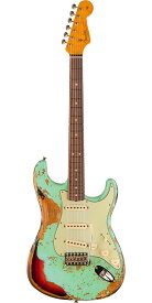 Fender Custom Shop 2024 Time Machine 1963 Stratocaster Super Heavy Relic Super Faded Aged Surf Green over 3-Color Sunburst