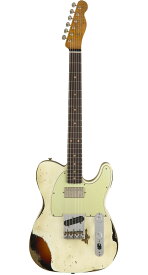 Fender Custom Shop 2018 Limited Reverse Telecaster Custom HS Heavy Relic Aged Olympic White over 3-Color Sunburst