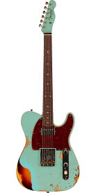 Fender Custom Shop 2023 Limited Edition Reverse 1960 Telecaster Custom Heavy Relic Aged Daphne Blue over 3-Color Sunburst