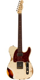 Fender Custom Shop 2023 Limited Edition Reverse 1960 Telecaster Custom Heavy Relic Aged Olympic White over 3-Color Sunburst