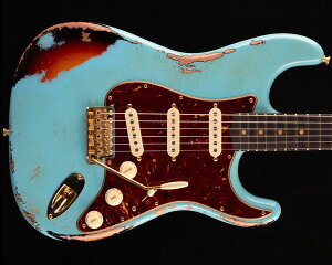 Fender Custom Shop 2023 Summer Event LTDiLimited Editionj1962 Stratocaster Gold Hardware Heavy Relic Aged Daphne Blue/3-Color Sunburst