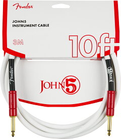 Fender John 5 Instrument Cable White and Red 10' (3m S/S) 新品[フェンダー][ジョン5][シールド,ケーブル][Guitar,Bass,ギター,ベース]