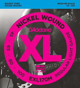 D'Addario 45-100 EXL170M Regular Light ~fBAXP[[__I][M[Cg][Medium Scale][Nickel Round Wound,jbPEhEh][Super Long Scale][x[X,String]