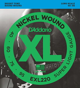 D'Addario 40-95 EXL220 Super Light[__I][X[p[Cg][Nickel Round Wound,jbPEhEh][x[X,String]