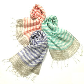 【SALE52%OFF】Altea（アルテア）リネン ボーダー ストール 38351003039