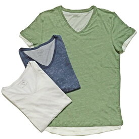 【SALE52%OFF】MAJESTIC FILATURES（マジェスティックフィラチュール）コットン リネン レイヤード Vネック カットソー 32161006025