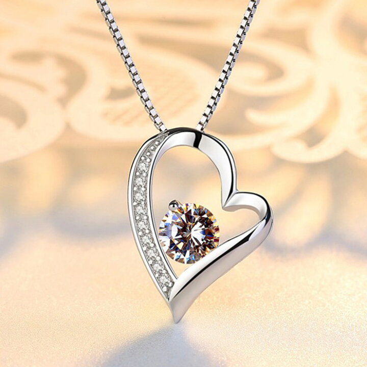 オープンハートネックレス | 華奢なスキンチェーンの大人可愛いシルバー925ネックレス | Aletta Jewelry EFYTAL お母さんとお嬢様用ネックレス925スターリングシルバー上品なハートネックレス2個セット、新学期ギフト、ママ娘ネックレス