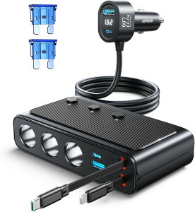 JOYROOM �V�K�[�\�P�b�g ���� 3�A 210W �}���[�d�E9 in 1�݌v �J�[�`���[�W���[ �� �[�d�� �J�[�p�i �֗��O�b�Y �ԓ� �Ɨ��X�C�b�`���� �d���v�t����12V/24V�Ή� iPhone�S�@��ESwitch�EiPad�EUSB-C�[���E