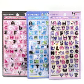 3枚セット ボンボンドロップシール クロミ はぴだんぷい ハローキティ ピンク 各1枚 3枚セット 新商品 アルファベット　No87