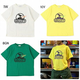 ☆2024春夏【GROOVY COLORS/グルーヴィーカラーズ】【1642413】テンジク DINOSAUR TEE(90～160)トップス/Tシャツ/カットソー/半袖/ベビー/キッズ/ジュニア/レディース