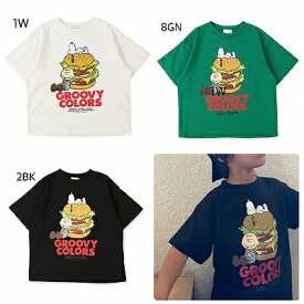 ☆2024春夏【GROOVY COLORS/グルーヴィーカラーズ】【31642470】テンジク SNOOPY HUMBURGER TEE(90～160)トップス/Tシャツ/カットソー/半袖/スヌーピー/ベビー/キッズ/ジュニア/レディース