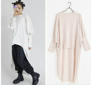 【セール商品】【50%OFF】☆秋冬商品【ME.TO/メト】【014MEATL2】ボリュームスリーブロングトップス(0〜1/150〜160)トップス/長袖/Tシャツ/ロング丈/レディース