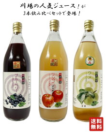 送料無料 ジュース詰合せ 3本 1000ml【川場村農産加工】