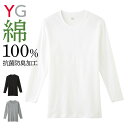 グンゼ 綿100％ 長袖 丸首 シャツ メンズ クルーネック ロング 定番 コットン COTTONUSA 柔らか 紳士 抗菌防臭 フィット インナーシャツ 下着 肌着 YG ワイジー YV0011V M-LL