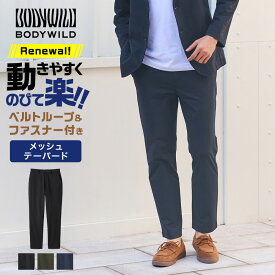 テーパード メンズ ボディワイルド ストレッチパンツ メッシュ ニット 2WAY ストレッチ 速乾 通気性 UVカット UPF50＋ ウエストゴム 前あき ファスナー ベルトループ ポケット セットアップ リニューアル 春夏 グンゼ BODY WILD BDZ175 M L LL