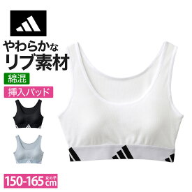 アディダス グンゼ ハーフトップ キッズ ジュニア ブラ ブラジャー スポーツブラ 肌着 下着 インナー adidas ダンス 部活 体育 小学生 中学生 スクール ワンポイント 白 黒 水色 GUNZE APE530EC 150 160 165cm