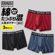 【SALE】グンゼ BODY WILD ボクサーパンツ メンズ 年間 直営店限定 綿混 やわらか ストレッチ 3枚組 3枚…