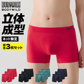 【まとめ買い割引】グンゼ ボディワイルド ボクサーパンツ 3枚組 メンズ 立体成型 綿混 シームレス 前とじ 男性 紳士 下着 ボクサー パンツ アンダーウェア おしゃれ ストレッチ 楽 フィット 3P 年間 BODYWILD ボディーワイルド GUNZE M L LL BWS851A bws851st