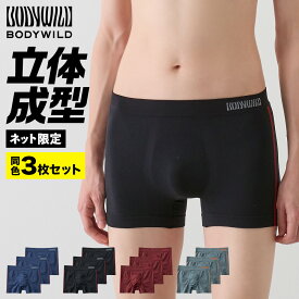 【まとめ買い割引】グンゼ ボディワイルド ボクサーパンツ 3枚組 メンズ メンズ 立体成型 シームレス 前とじ 男性 紳士 下着 ボクサー パンツ アンダーウェア おしゃれ ストレッチ 楽 フィット 年間 3P BODYWILD ボディーワイルド GUNZE S M L LL BWS852A bws852st