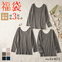 福袋 2026年 グンゼ あったかインナー 冬 綿100% 長袖 襟あき広め 3枚セット 裏起毛 日本製 深あき 肩開き 深開き 保温 防寒 保湿加工 GUNZE theGUNZE FK26L007 M L LL
