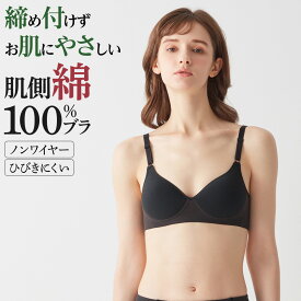 グンゼ キレイラボ ノンワイヤーブラジャー レディース 肌側綿100% 柔らか ワイヤレス モールドカップ 美胸 背中すっきり らくちん ひびきにくい 洗濯タグ無し シンプル 無地 インナー Fitte フィッテ KIREILABO KB4092N M-LL