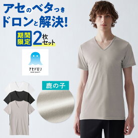 【期間限定！送料無料！2枚セット】グンゼ アセドロン 半袖 Vネック 鹿の子 メンズ 夏 夏用 吸汗速乾 速乾 涼しい 涼感 べたつかない 汗染み防止 下着 肌着 インナーシャツ アンダーシャツ MCA715P MCA715ST M L LL