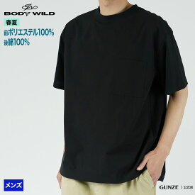 グンゼ ボディワイルド Tシャツ メンズ 春夏 綿混 吸汗速乾 異素材 ドッキング 半袖 半額 GUNZE BODY WILD BDP183 M