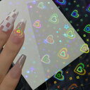 お買物マラソン　ネイル ホログラムビームステッカー 1枚入り ハート ホロハートシール ネイルシール レジン トレカデコ デコレーション ホログラム クリアシール 量産系 量産 デコ ハンドメイド 趣味 大人 可愛い ホロ キラキラ ホログラムシート お家時間