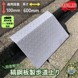 歩道上り スロープ 段差解消 HSL-600-10 適用段差10cm 耐荷重2t程度 出入口 バリアフリー 1枚 縞鋼板製 法山本店