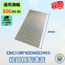 縞鋼板 溝蓋 U字溝 KU-300B 溝幅300mm用 小型トラック荷重 規格 T-4 溝 蓋 縞板 鉄板 側溝 法山本店