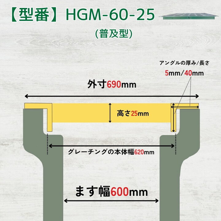 楽天市場】グレーチング 溜ます用 つば付 HGM-60-25 ます幅600mm用 