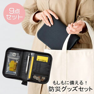 持ち歩ける防災セット 9点 コンパクト 防災グッズ 携帯用 防災ポーチ 非常用 持ち出しセット 地震対策 災害対策 家族 一人暮らし 防災用品 家族用 車載用 職場用 避難グッズ