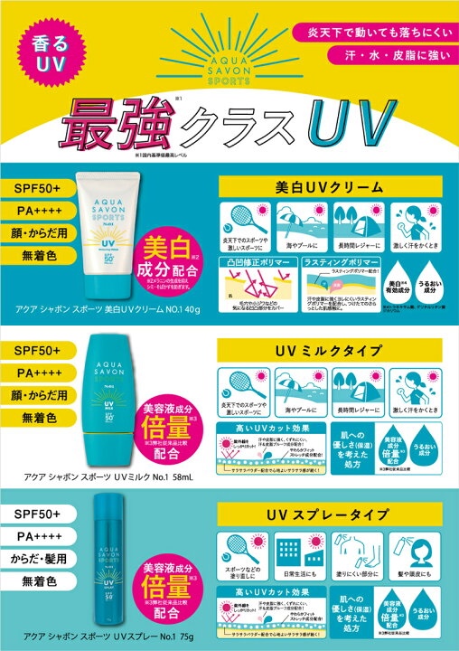 楽天市場】アクアシャボン アクアシャボンスポーツUVミルクNO.1 NEW (日焼止め乳液) 58ml : ぐるぐる王国DS 楽天市場店 楽天市場】アクアシャボン アクアシャボンスポーツUVミルクNO.1 NEW (日焼止め乳液) 58ml : ぐるぐる王国DS 楽天市場店