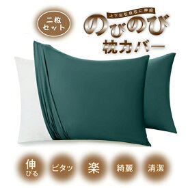 【10%OFF 】枕カバー 伸びる のびのびまくらカバー 2枚組 35×50cm~35×55cm兼用 40x60cm~43x63cm~50x70cm兼用 封筒式 枕カバー オールシーズン ピローケース 抗菌防臭 吸汗速乾 よく伸びる 伸縮 丸洗い pillow case 弾力 マクラカバー