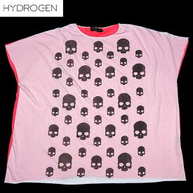 ハイドロゲン HYDROGEN レディース トップス インナー カットソー レイヤードカットソー Tシャツ 半袖Tシャツ スカルロゴ ホワイト／ピンク 121104 OVERSKULL BIANCO/FUCSIA 13S【送料無料】【smtb-TK】