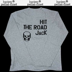 ルシアンペラフィネ lucien pellat-finet メンズ トップス ロンT 長袖 ロゴ HIT THE ROAD JACK/スカルロゴプリント付ロングTシャツ 色違いホワイト・ブラックあり グレー EVH1107 TWISTGREY/BLACK 13S (R60900)【送料無料】【smtb-TK】