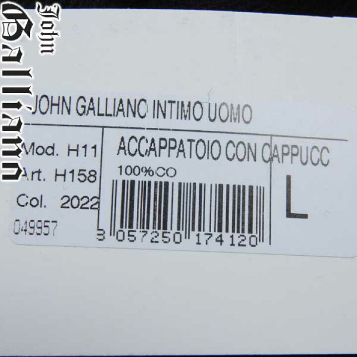 楽天市場】【完売】ジョンガリアーノ JOHN GALLIANO メンズ ガウン 