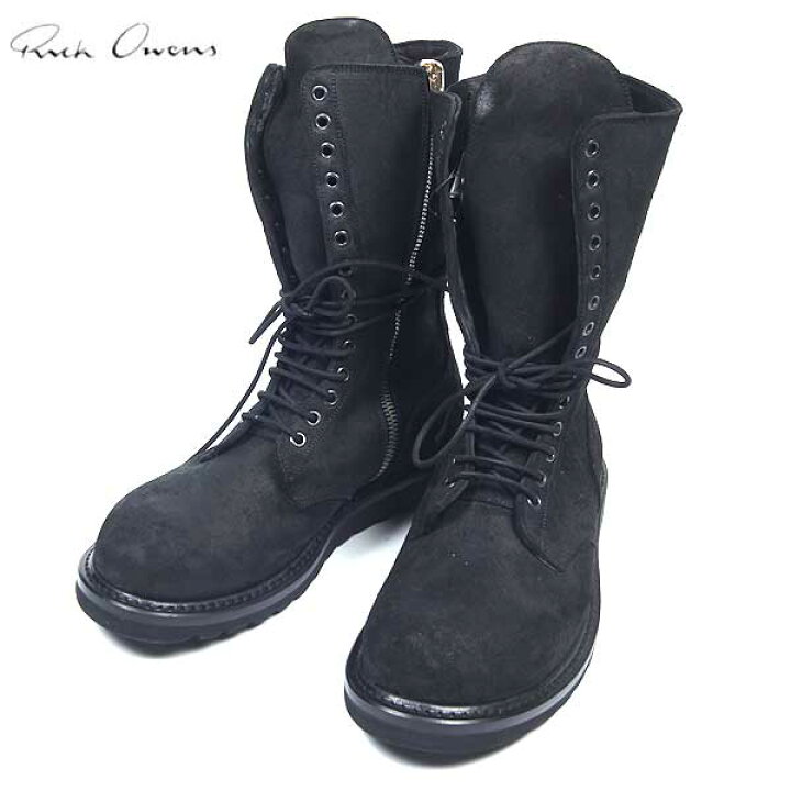 Rick Owens黒 レザー ワークブーツ ジッパー付き（楽天市場】リック  