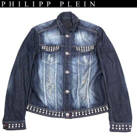 フィリッププレイン PHILIPP PLEIN メンズ アウター ジャケット ポケット/裾/袖口スタッズ・ARMYスカルロゴプリント付デニムジャケット インディゴブルー HM210048 08PB 13A (R285000)【送料無料】【smtb-TK】