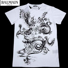 バルマン BALMAIN メンズ トップス Tシャツ 半袖 ロゴ フェニックス・ドラゴンプリントTシャツ ホワイト W3HJ60 1I131 181 13A (R51800) 【送料無料】【smtb-TK】