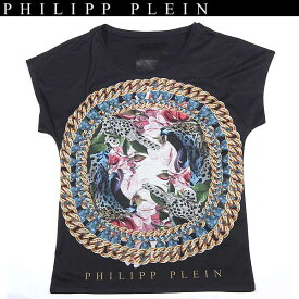 フィリッププレイン PHILIPP PLEIN レディース トップス Tシャツ 半袖 ロゴ ヒョウ/ボヘミアンプリント付Tシャツ ブラック WP13 CW340031 02 13A【送料無料】【smtb-TK】