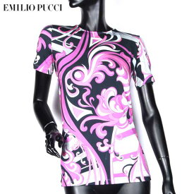 エミリオプッチ Emilio Pucci レディース トップス インナー カットソー 半袖Tシャツ プッチ柄 背中ファスナー付総柄マルチプリントTシャツ ピンク 36RM96 36798 008 13A【R50400】【送料無料】【smtb-TK】