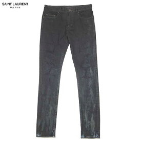 サンローランパリ SAINT LAURENT PARIS メンズ パンツ ボトムス ダメージ/ユーズド加工ブラックデニムスキニーパンツ 黒 357814 Y879F 4104 14A (R66135)【送料無料】【smtb-TK】