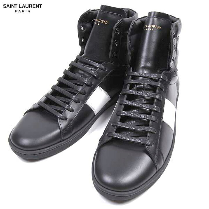 楽天市場 サンローラン パリ Saint Laurent Paris メンズ 靴 スニーカー サンローランロゴ入りホワイトラインハイカットスニーカー 黒 ブラック Aq110 1090 13a R 送料無料 Smtb Tk ガッツ ブランドショップ