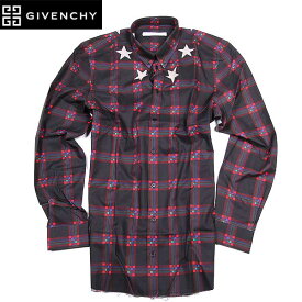 ジバンシー GIVENCHY メンズ トップス シャツ 長袖 ロゴ スターパッチ・チェック柄カットオフロング丈デザインシャツ 15W6425 846 009 15A (R121800)【送料無料】【smtb-TK】