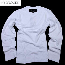 ハイドロゲン HYDROGEN メンズ トップス 長袖 ロンT ロゴ LUXURY SPORTSWEAR バックスカルロゴ刺繍付きVネックロングTシャツ ホワイト 180649 001 DB61S (R20520)