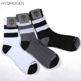 ハイドロゲン HYDROGEN メンズ 靴下 ソックス ロゴ 3足セット 2本ライン・HYDROGENロゴ付ソックス 183807 A30 (R15120)