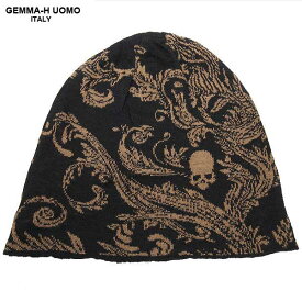 ジャンマ アッカ ウォモ GEMMA-HUOMO ニット帽子 ニットキャップ 麻 黒 ブラック リネン 蒸れにくい 涼しい素材 バロック（白有り） UTPL JQ16 CAP 1_BLACK 61S (R12800)